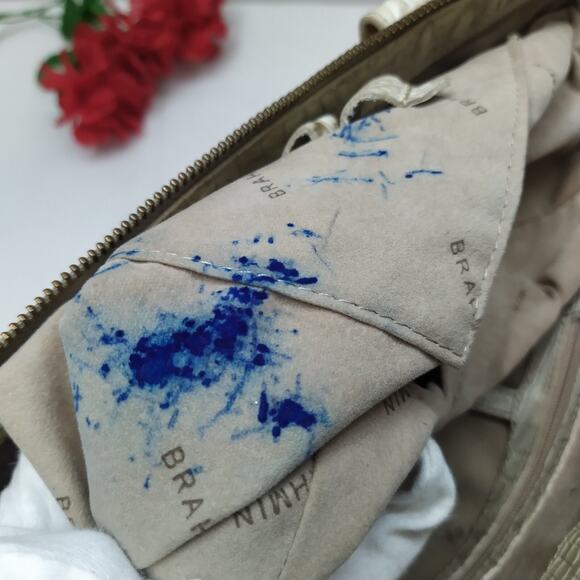 Brahmin Blake Ivory Leather Crocodile Embossed Double Handle Tote Shoulder Bag - Picture 12 of 16